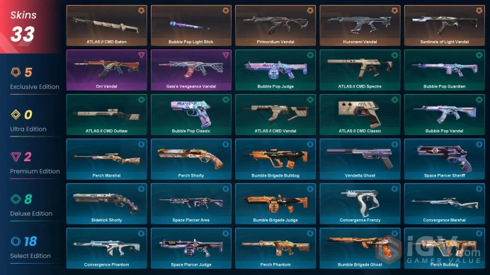 EU [ 33 TOP SKINS + 2 KNIFE ] Bubble Pop Light Stick + Kuronami Vandal + Primordium Vandal + Sentinels of Light Vandal / full acces