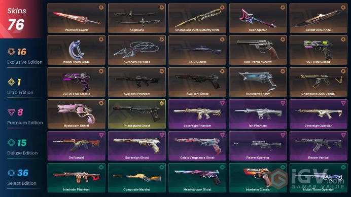 EU [ 76 TOP SKINS + 7 KNIFE ] XEROFANG Knife + Phaseguard Ghost + Kuronami Sheriff + Ayakashi Phantom + Kuronami no Yaiba / full acces