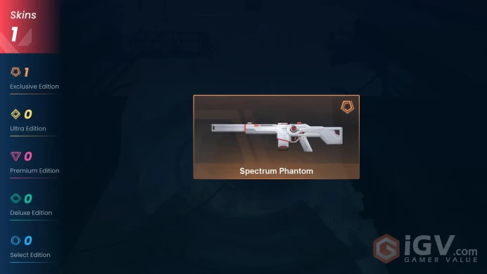 NA | 1 Skin | Silver | VP Value 2675 | Spectrum Phantom | Level 24 | 4 Agents | 17 Buddies | 
