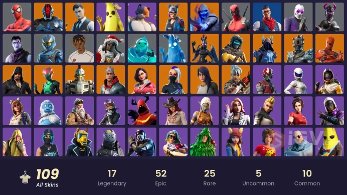 [FULL ACCESS / ALL PLATFORMS] 109 SKINS | ORANGE JUSTICE | CATALYST | DEADPOOL | LYNX | MIDAS | SPIDER-MAN | 201 PICKAXES | 127 DANCES | INSTANT