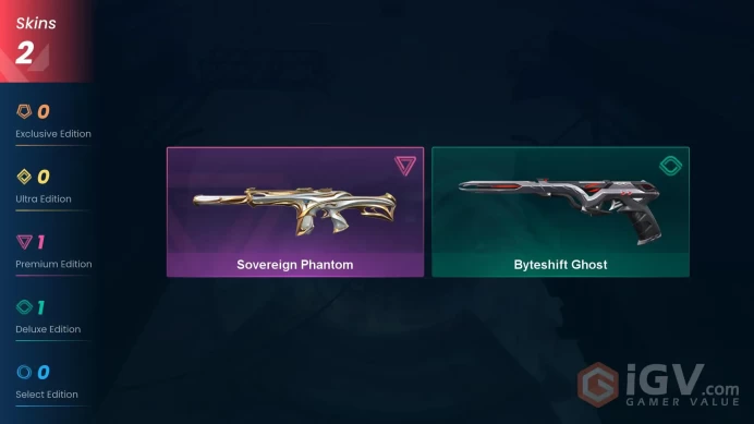 NA | 2 Skins | Silver | VP Value 1775 | Sovereign Phantom | Byteshift Ghost | Level 43 | 8 Agents | Full Access | Instant Delivery | Full Detail