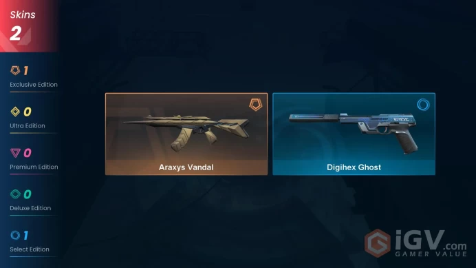NA | 2 Skins | Gold | Araxys Vandal | Digihex Ghost | Agent 11 | Buddies 24 | Level 63 | Full Access | Instant Delivery | Full Details Below!