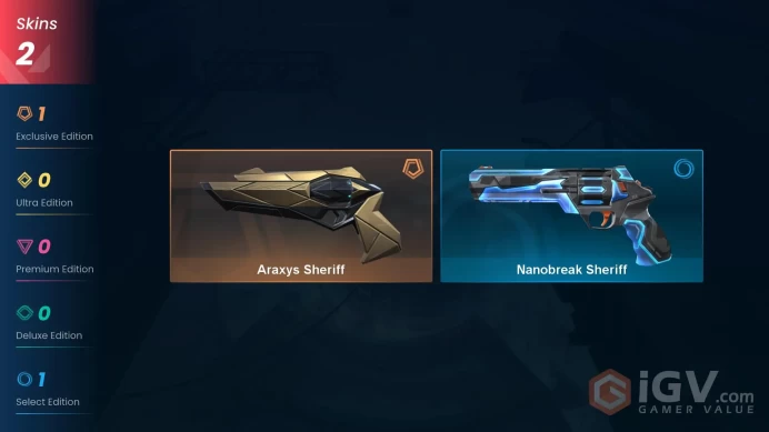 NA | 2 Skins | Immortal | Level 33 | VP Value 2175 | 23 Buddies | Araxys Sheriff | Nanobreak Sheriff | Full Access | Instant Delivery | Full Det