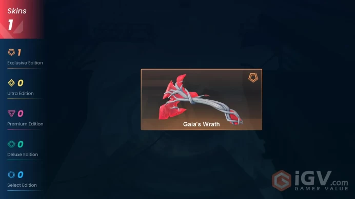 NA | 1 Skin | Silver 3 | Level 25 | Value VP 3550 | Gaia's Wrath | Buddies 11 | Agent 4 | Card 11 | 