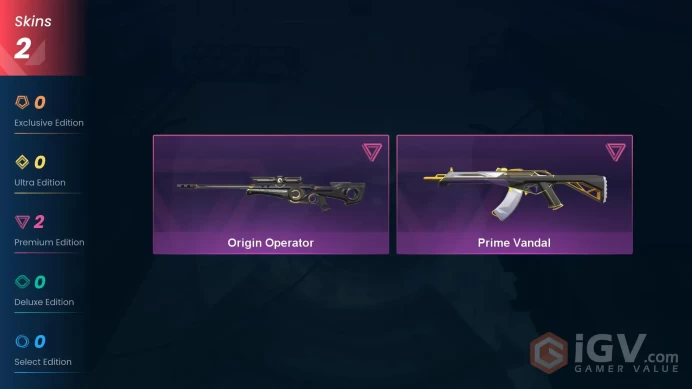 NA | 2 skins | Gold 2 | Level 37 | VP Value: 3550 | Origin Operator | Prime Vandal | Buddies 21 | Full Access Instant Delivery | Full Details Be