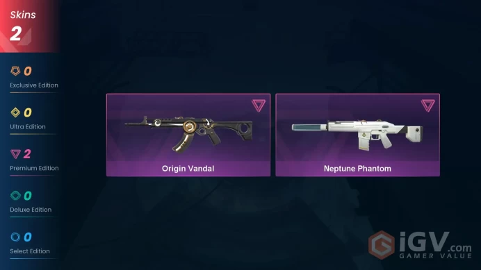 NA | 2 Skins | Platinum 1 | Level 29 | VP Value: 3550 | Buddies 26 | Neptune Phantom | Origin Vandal | Full Access | Instant Delivery | Full Det