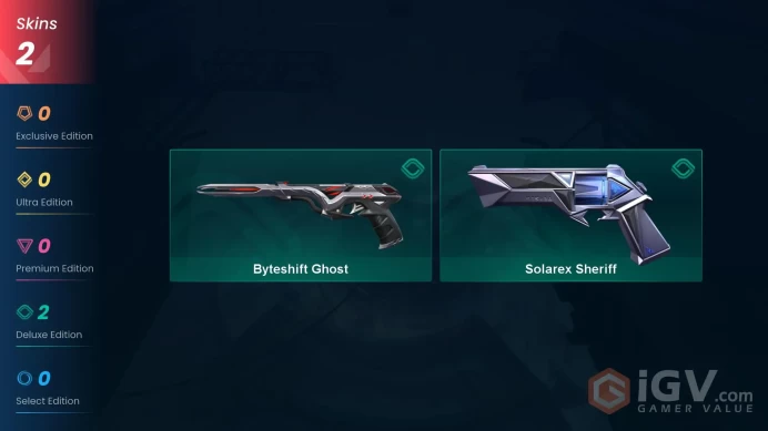 NA | 2 skins | Bronze 3 | Level 58 | RP Value: 170 | Byteshift Ghost | Solarex Sheriff | Agent 12 | Card 33 | Buddies 35 | Full Details Below