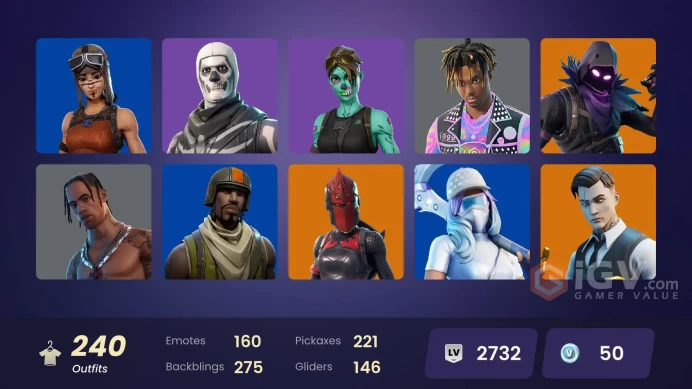 [PC/XBOX/PSN/SWITCH] 240 skins | Renegade Raider | Aerial Assault Trooper | Travis Scott | Gold Midas | Championship Jonesy | Vivi Chroma | 