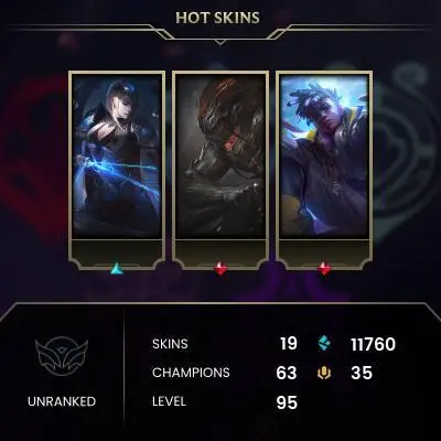 EUW -(S16) UNRANKED - 63 Champ - 19 Good Skins(3 Legendary, 11 Epic)- HONOR 3 - S10 ACC - HANDMADE - FULL ACCES - LIFETIME WARRANTY - CHEAP