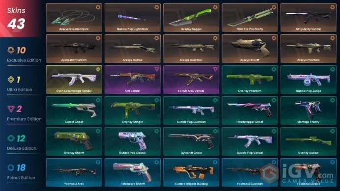 EU Full Access | 43 Skins Araxys Bundle+Evori Dreamwings Vandal+Singularity Vandal+Ayakashi Phantom+much more
