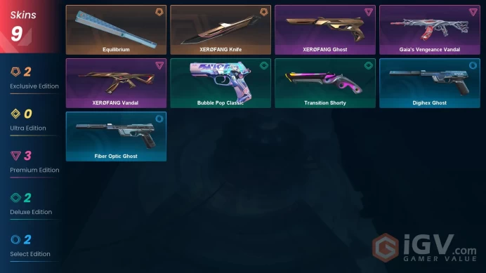 EU Full Access | 9 Skins XERØFANG Knife + Gaia's Vengeance Vandal + XERØFANG Ghost + XERØFANG Vandal  + Equilibrium + more