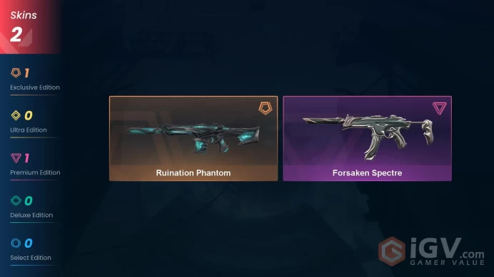 NA | 2 Skins | Level 29 | VP Value 3950 | 17 Buddies| 5 Agent | Ruination Phantom | Forsaken Spectre | Full Access | Instant Delivery 
