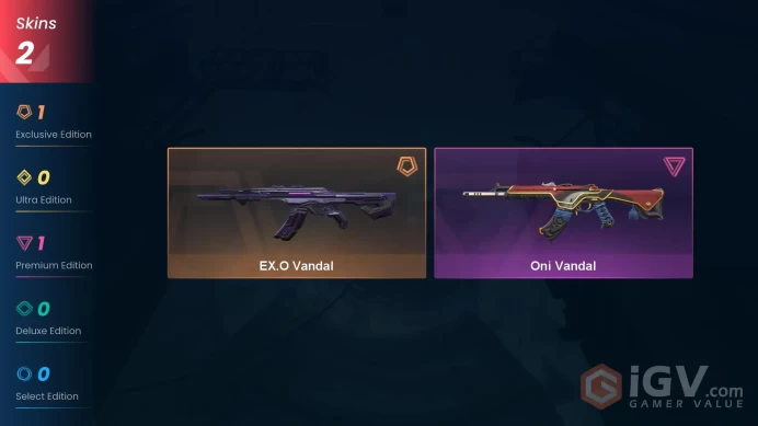 NA | 2 Skins | Gold | Level 29 | Value Vp 4150 | 29 Buddies | EXO Vandal | Oni Vandal | Full Access | Instant Delivery | Full Details Below!