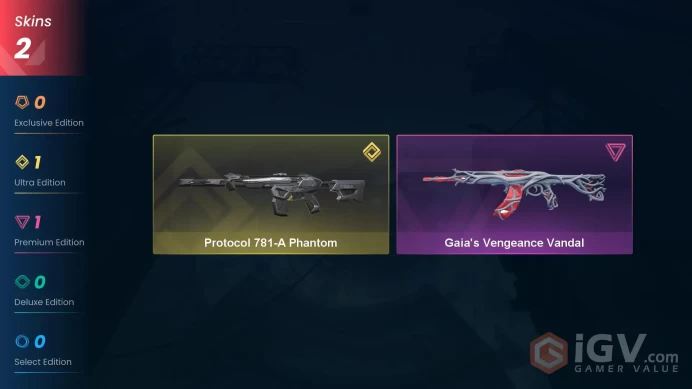 NA | 2 Skins | Platinum | Protocol 781-A Phantom | Gaia's Vengeance Vandal | Buddies 36 | Level 43 | Full Access | Instant Delivery