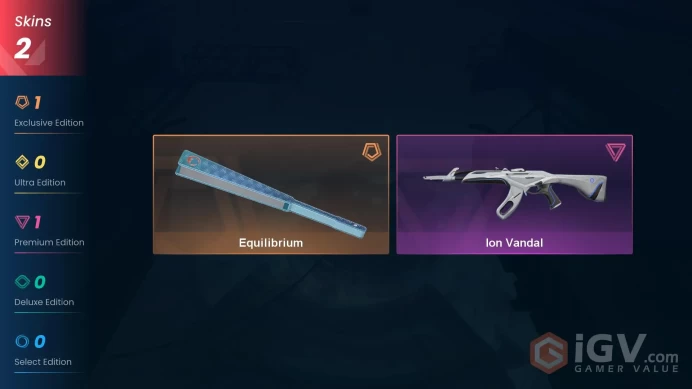 NA | 2 Skins | Gold | Equilibrium | Ion Vandal | VP Value 4325 | Agent 2 | Buddies 8 | Level 23 | Full Access | Instant Delivery | Full Details