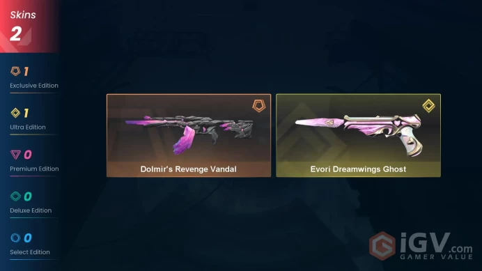 NA | 2 Skins| Iron | Evori Dreamwings Ghost | Dolmir's Revenge Vandal  | Buddies 10 | Level 26 | Full Access | Instant Delivery | Full Details 