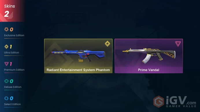 NA | 2 Skins | Immortal | Level 29 | 20 Buddies | Radiant Entertainment System Phantom | Prime Vandal | Full Access | Instant Delivery 