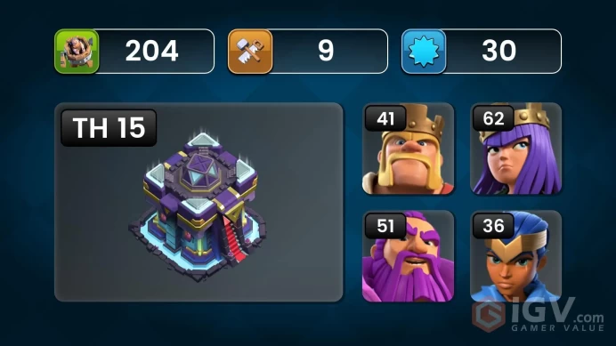 [Code 6968] Th15 XP 204 / 1700 War Star + Good Defence / Very Cheap