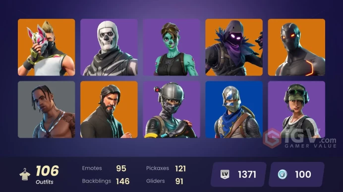 [PC/XBL] | 105 Skins | OG Skull Trooper | Travis Scott | Blue Squire | Royale Knight | Astro Jack