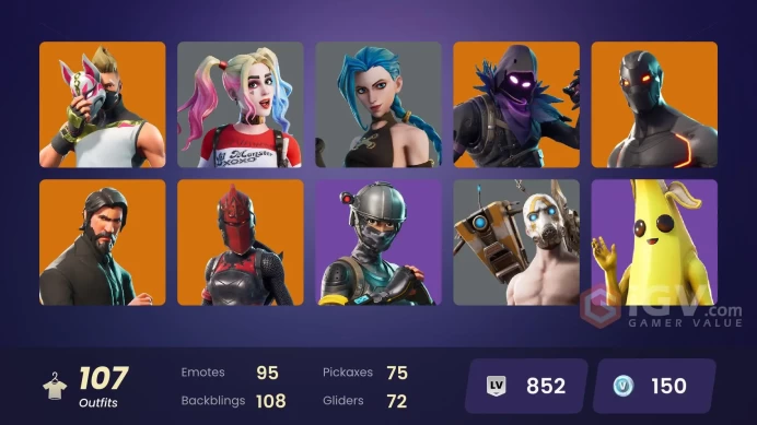(PC PSN XBOX) 107 skins | ARCANE JINX / FA / OG STW | TAKE THE L / HARLEY QUINN / LARA CROFT / PSYCHO BANDIT / The Reaper | Elite Agent | Heron 