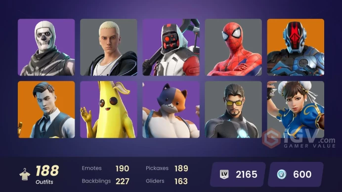 (PC PSN XBOX )188 skins | Double Helix | Gold Midas | Gold Brutus | Gold Meowscles | The Ageless | A.I.M. | Luxe | Calamity | Ruin | Zenith | Fa