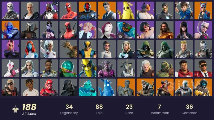 (PC PSN XBOX )188 skins | Double Helix | Gold Midas | Gold Brutus | Gold Meowscles | The Ageless | A.I.M. | Luxe | Calamity | Ruin | Zenith | Fa