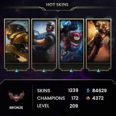 EUW -(S16) BRONZE 3 -172 Champ - 1239 Good Skins(6 Ultimate, 31 Mythic, 67 Legendary, 546 Epic) - 84K BE -4.372RP- FULL ACCES-CHEAP