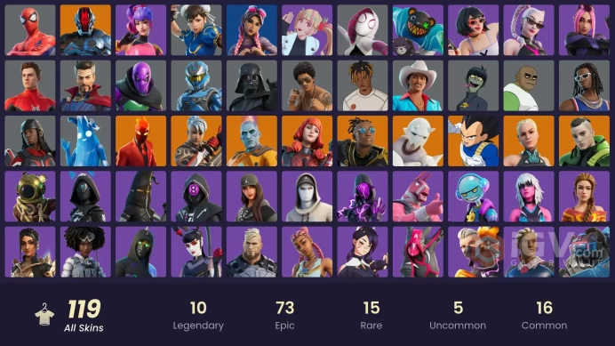 (PC PSN XBOX) 119 skins | Shady Doggo | Game Knight | Hangtime | Paradigm (Reality-659) | Twyn | The Imagined | Vegeta | The Foundation | The Or