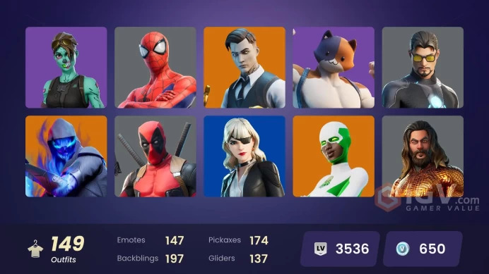 (PC PSN XBOX) 149 skins | Gold Midas | Gold Brutus | Heron Stance Hero | Shuto Striker | Keri Commander | Tart Tycoon | Kata Captain | Champions