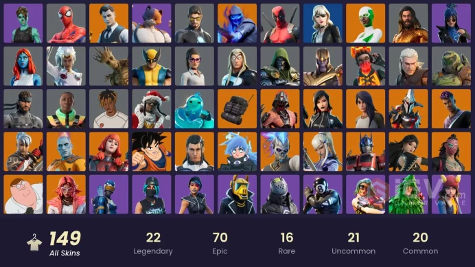 (PC PSN XBOX) 149 skins | Gold Midas | Gold Brutus | Heron Stance Hero | Shuto Striker | Keri Commander | Tart Tycoon | Kata Captain | Champions