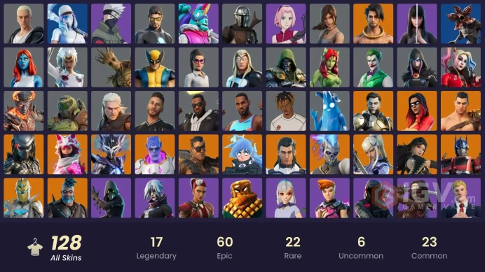(PC PSN XBOX) 128 skins | Vivi Chroma | Naruto Uzumaki | Mizuki | Kymera | Nezumi | Predator | Spire Assassin | Spectra Knight | Menace | Optimu