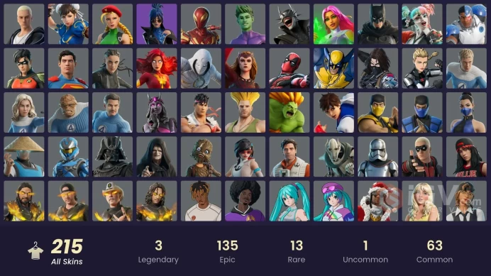 (PC PSN XBOX) 215 skins | Shady Doggo | Game Knight | Fashion Banshee | Unchained Ramirez | Lina Scorch | Subzero Cryptic | All Might | Peter Gr