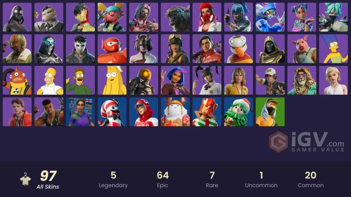 [PC] 97 skins | Renegade Raider | Backlash | Valeria | Zeus | Hades | Peter Griffin | Poseidon | Mysterio | Captain Jones | Emma Frost | Doom | 