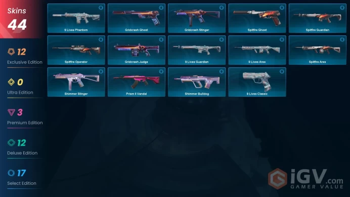 EU - LVL 78 - Unranked - 7 Knives - 44 Skins(~ 37,975 VP) Ignite Fan, Araxys Bio Harvester, Waveform, Equilibrium, Araxys Vandal, Reaver Knife,
