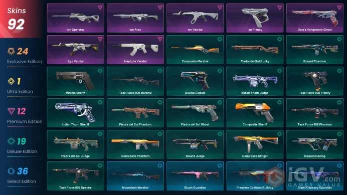 EU - LVL 98 - Unranked - 10 KNIVES - 92 SKINS (~86,350 VP)Elderflame Vandal, Terminus A Quo, Champions 2022 Butterfly Knife, RGX 11z Pro Blade,