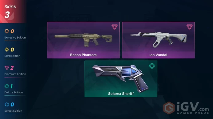 NA | 3 Skins | Gold | VP Value 3550 | Recon Phantom | Ion Vandal | Level 61 | 15 Agents | 