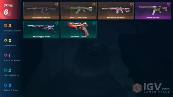 6 Skin // EU-TR // Mystbloom Phantom + Nocturnum Phantom + RGX Vandal + Prime Spectre // FULL Access // Valorant Best Skins // Platinum 1