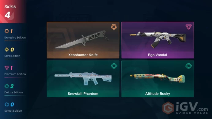 NA | 4 Skins | Iron | Level 22 | Ego Vandal | Xenohunter Knife | Snowfall Phantom | | Full Access | Instant Delivery | Full Access | Full Detail