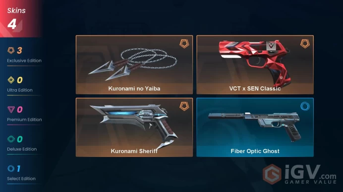 NA | 4 Skins | Gold | Kuronami no Yaiba | Kuronami Sheriff | VCT x SEN Classic | Fiber Optic Ghost | Buddies 20 | Level 32 | Full Access| Full D