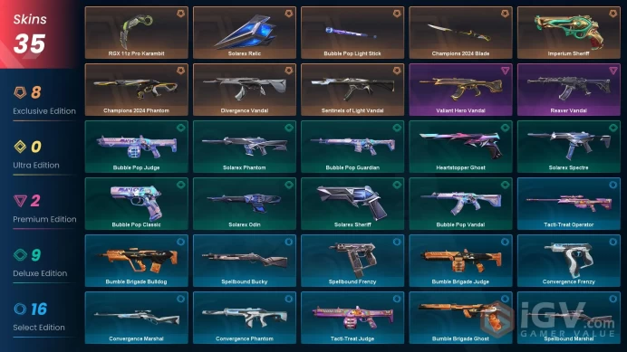 EU-TR [ 35 TOP SKINS + 4 KNIFE ] RGX 11z Pro Karambit + Champions 2024 Phantom + Champions 2024 Blade+ Divergence Vandal / full acces