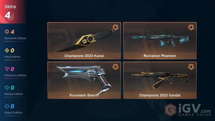 NA | 4 Skins | Diamond 3| Level 48 | Buddies 47 | Agent 12 | Champions 2023 Bundle | Kuronami Sheriff| Full Access | Instant Delivery | Full Det