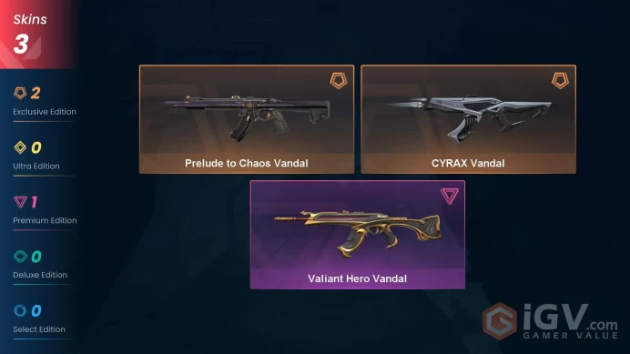 NA | 3 Skins| Ascendant | CYRAX Vandal | Prelude to Chaos Vandal | Valiant Hero Vandal | Buddies 36 | Level 41 | Full Access | Full Details