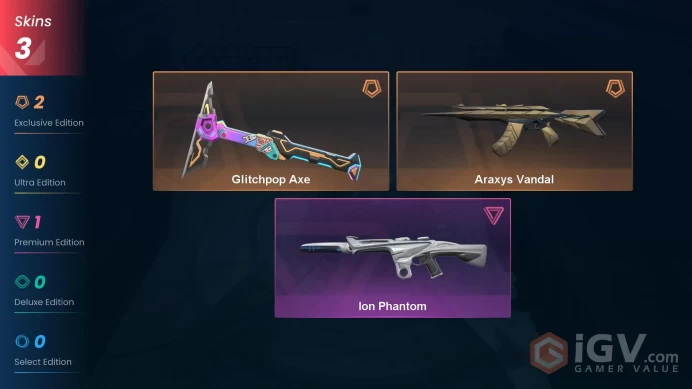 NA | 3 Skins | Diamond | Level 62 | VP Value 8300 | Glitchpop Axe | Araxys Vandal | Ion Phantom | Full Access | Full Details Below