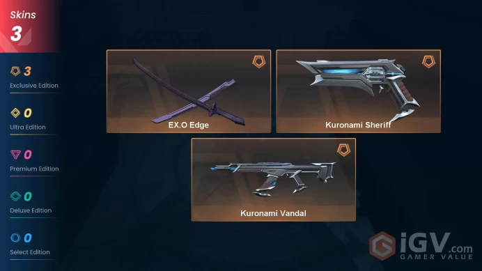 NA | 3 Skins | Gold | EX.O Edge | Kuronami Vandal | Kuronami Sheriff | Agent 9 | Level 36 | Buddies 26 | Full Access | Full Details Below!