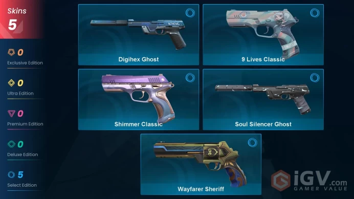 NA | 5 Skins | Gold | 460 RP | 9 Lives Classic | Soul Silencer Ghost | Wayfarer Sheriff | Level 115 | Full Access | Full Details Below