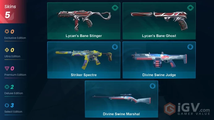 NA | 5 Skins | Silver | VP Value 1000 | Lycan Bane Ghost | Lycan Bane Stinger | Level 21 | 1 Battlepass | Full Access | Full Details Below!