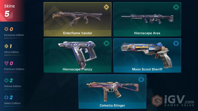 NA | 5 Skins | Gold | Level 31 | 3 Agents | 22 Buddies | Elderflame Vandal | 1 Battlepass | Full Access | Instant Delivery | Full Details Below!