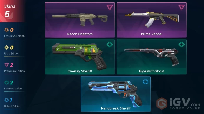 NA | 5 skins | Bronze 3 | Level 88 | VP Value: 3550 | Prime Vandal | Recon Phantom | Byteshift Ghost | Buddies 66 | Full Details Below