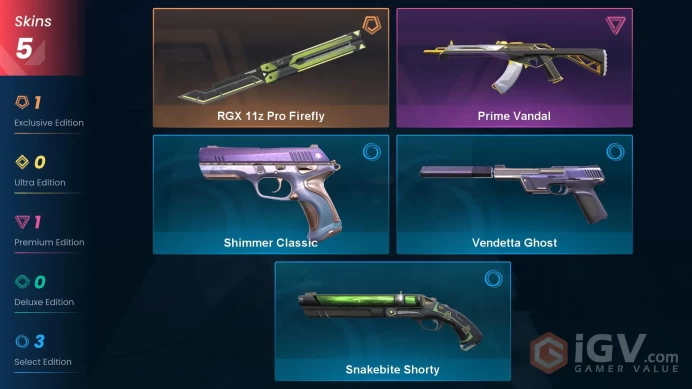 NA | 5 Skin | Gold | Level 67 | RGX 11z Pro Firefly | Prime Vandal | Vendetta Ghost| Full Access | Instant Delivery | Full Details Below!