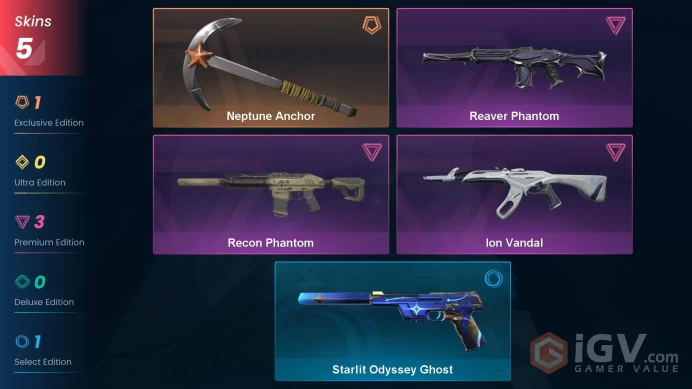 NA | 5 Skins |  Ascendant 1 | Level 86 | Neptune Anchor | Reaver Phantom | Ion Vandal | Full Access | Instant Delivery | Full Details Below!